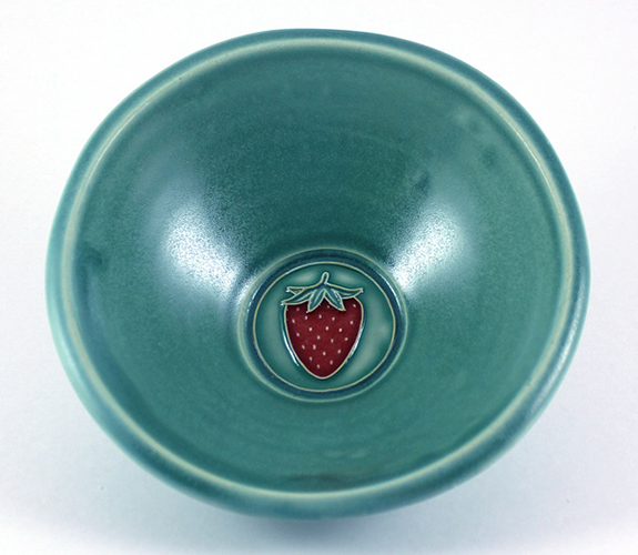 Ceramic Cereal Bowl with Red Strawberry Design